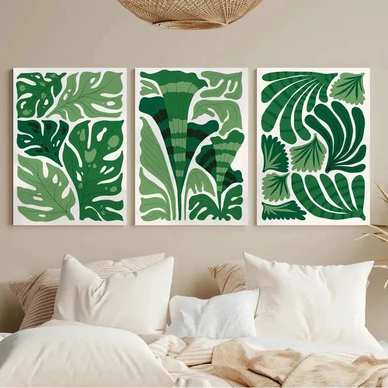 3pcs Abstract Floral Modern Trendy Matisse Metal Print Ready to Hang Art