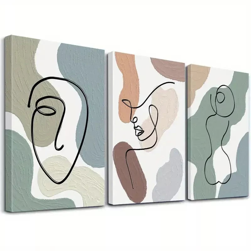 3pcsModern Minimalist Aesthetic Abstract Wall Art Set Canvas Framed 40x60cm - High Quality Print 100% Australian Made Wall Canvas Ready to Hang