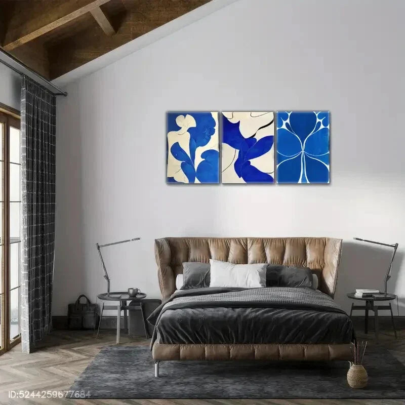 3pcs Modern Artistic Choice Navy Blue Art Poster Metal Print Ready to Hang Art