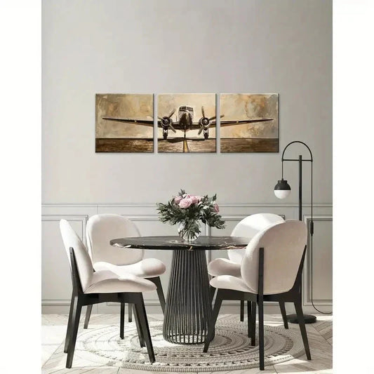 3pcs Vintage Airplane Decor Airplane Metal Print Ready to Hang Art