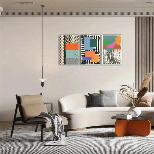 3pcs Styling Point Line and Plane Poster Metal Print Ready to Hang Art