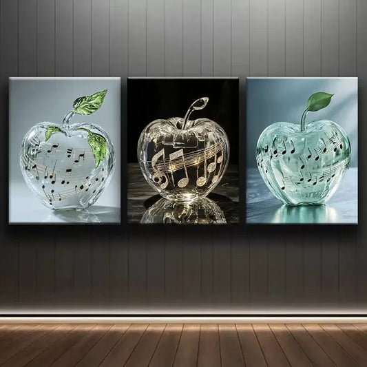 3pcs Notes Apple Canvas Framed 40x60cm - High Quality Print 100% Australian Made Wall Canvas Ready to Hang
