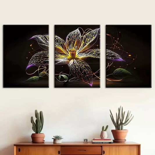 3pcs Simple fantasy Elegant flower paintings Wall Art Set Canvas Framed 40x60cm - High Quality Print 100% Australian Made Wall Canvas Ready to Hang