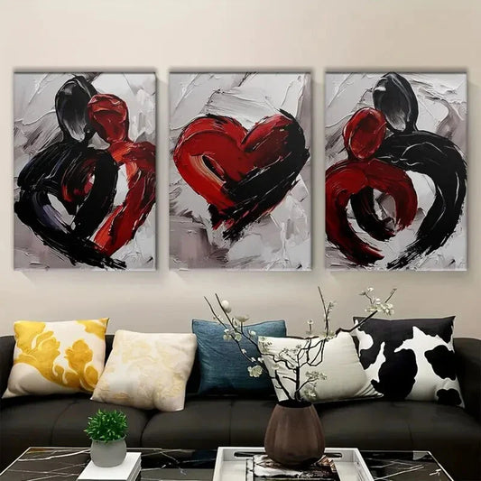 3pcs Modern Abstract Love And Sadness Metal Print Ready to Hang Art
