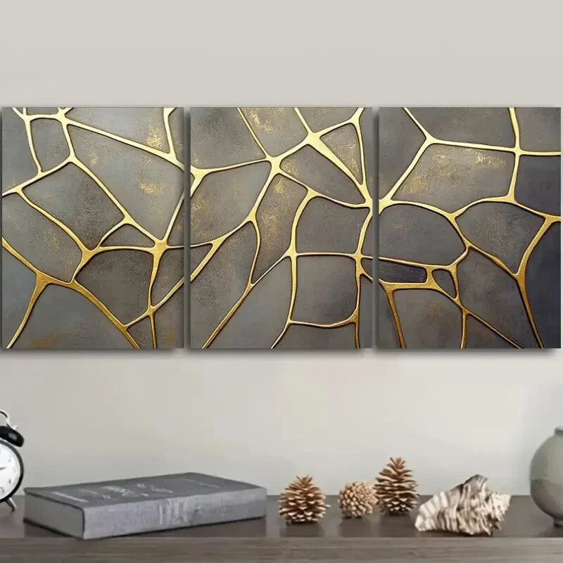 3pcs Complex geometric pattern Painting Wall Art Set Canvas Framed 40x60cm - High Quality Print 100% Australian Made Wall Canvas Ready to Hang
