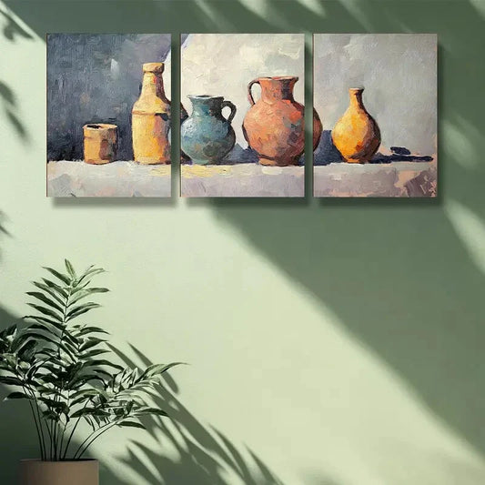 3pcs Pot and kettle Art Painting Metal Print Ready to Hang Art