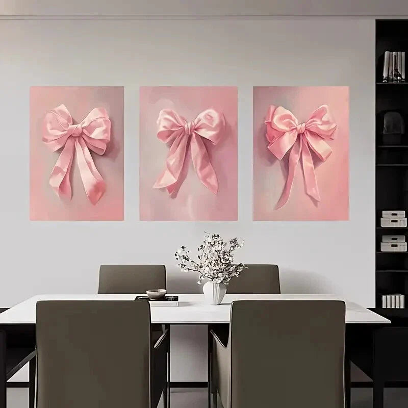 3pcs Girly Heart Bow Metal Print Ready to Hang Art