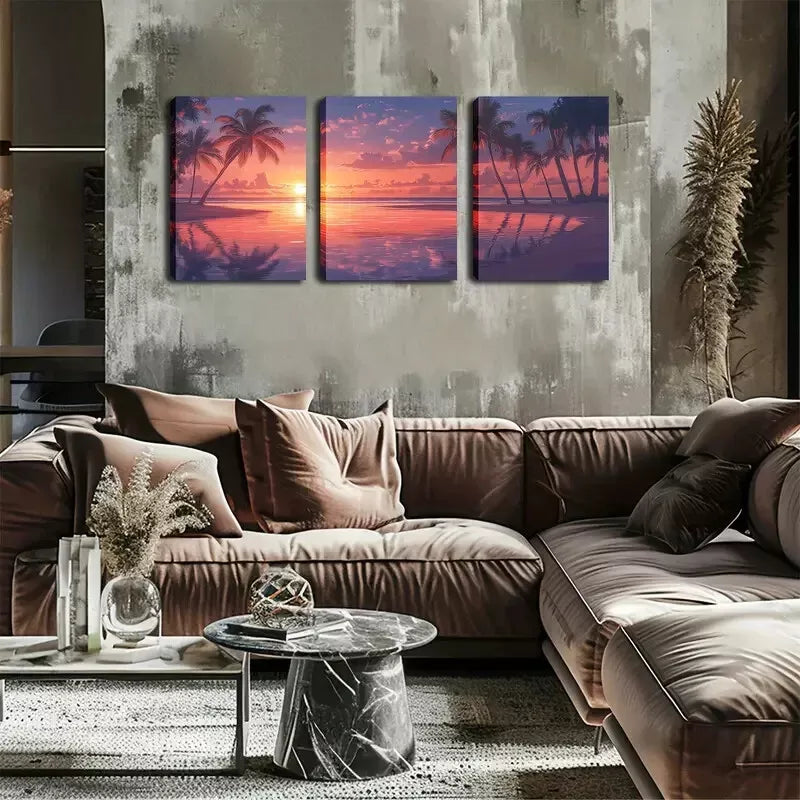 3pcs Casual Romance, Relaxing Beaches Wall Art Set Canvas Framed 40x60cm - High Quality Print 100% Australian Made Wall Canvas Ready to Hang