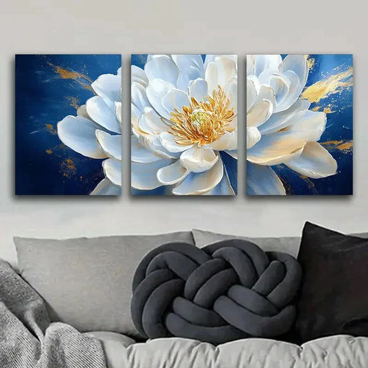 3pcs Oversized white flowers Metal Print Ready to Hang Art