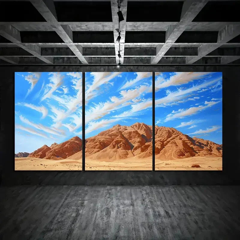 3pcs Desert Desolate Edge Blue Sky Metal Print Ready to Hang Art
