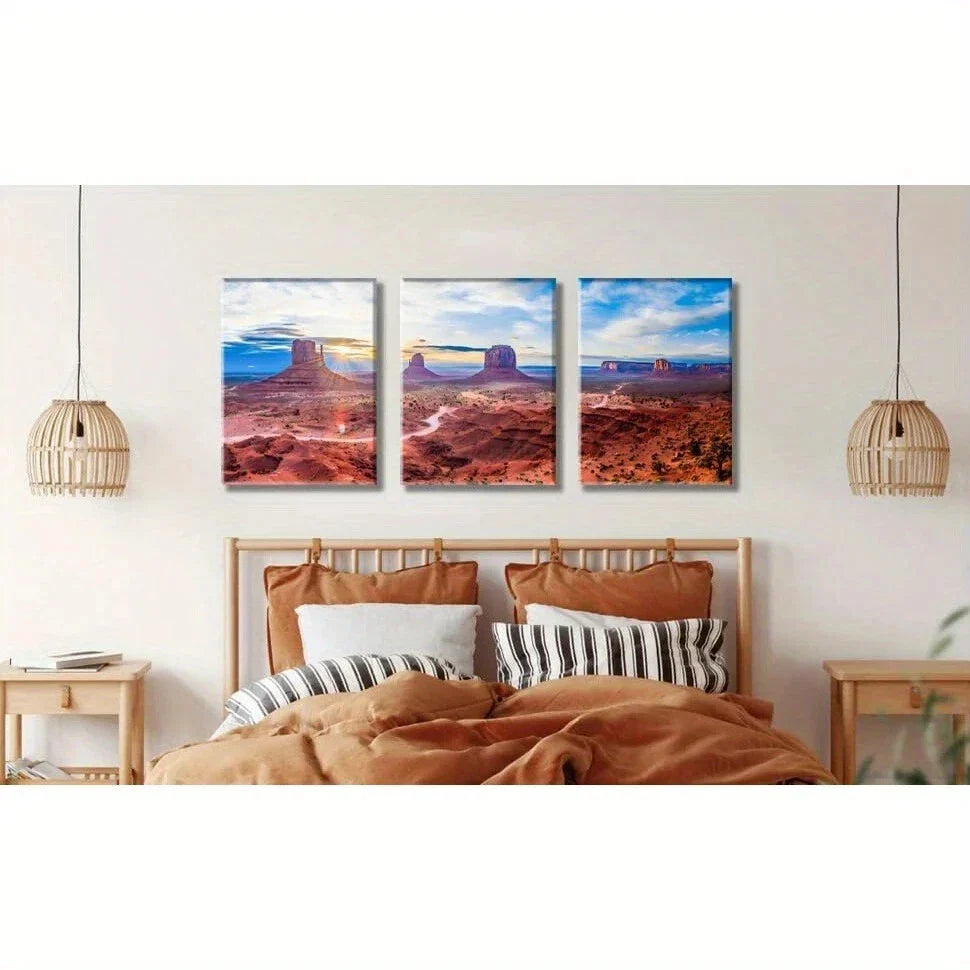 3pcs National Park Valley Sunrise Metal Print Ready to Hang Art