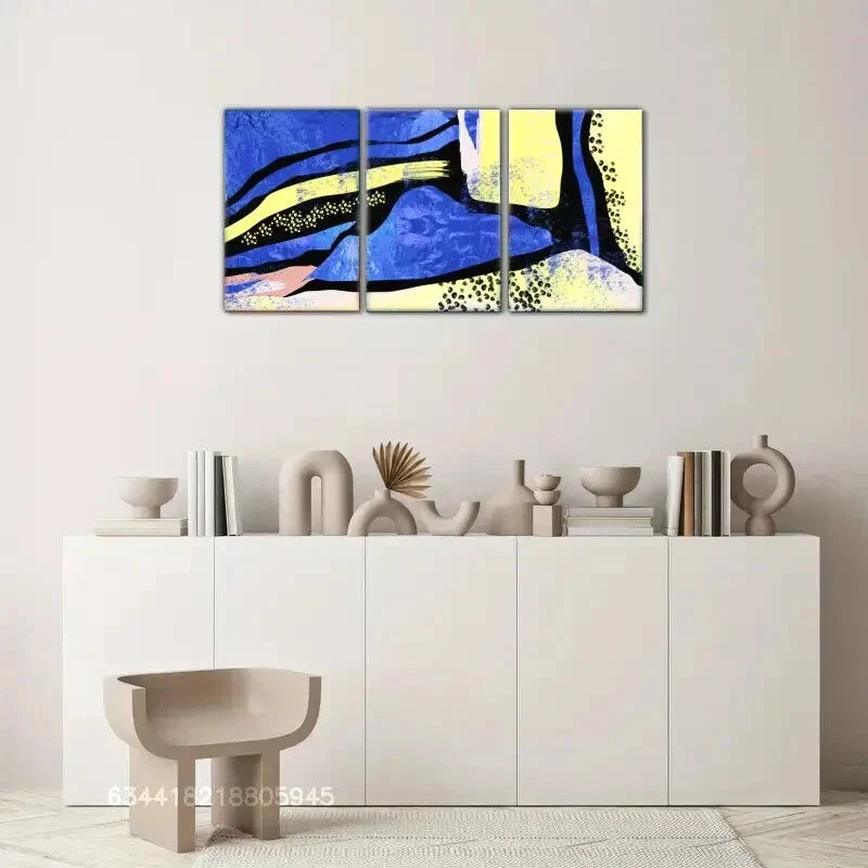 3pcs Elegant Golden Geometric Metal Print Ready to Hang Art