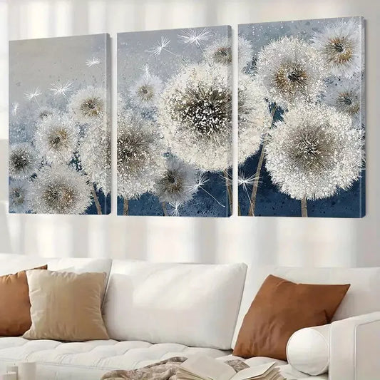 3pcs Dandelion Flower Abstract Floral Canvas Framed 40x60cm - High Quality Print 100% Australian Made Wall Canvas Ready to Hang