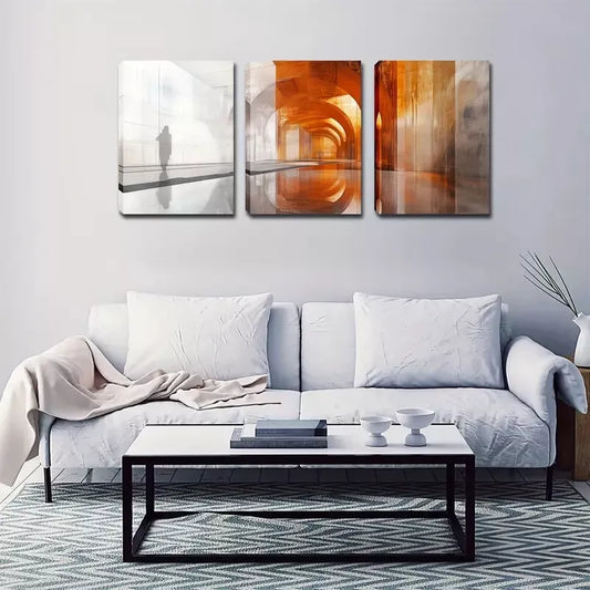 3pcs Abstract Architecture And People Wall Art Set Canvas Framed 40x60cm - High Quality Print 100% Australian Made Wall Canvas Ready to Hang