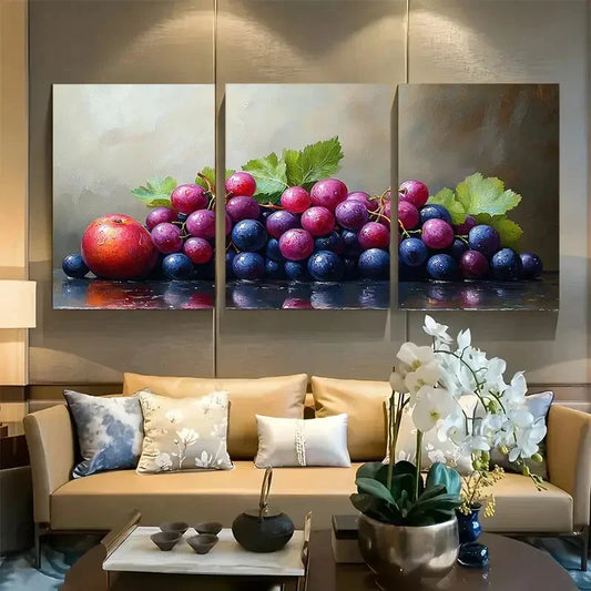 3pcs Still Life of Fruit Kitchen Design Metal Print Ready to Hang Art