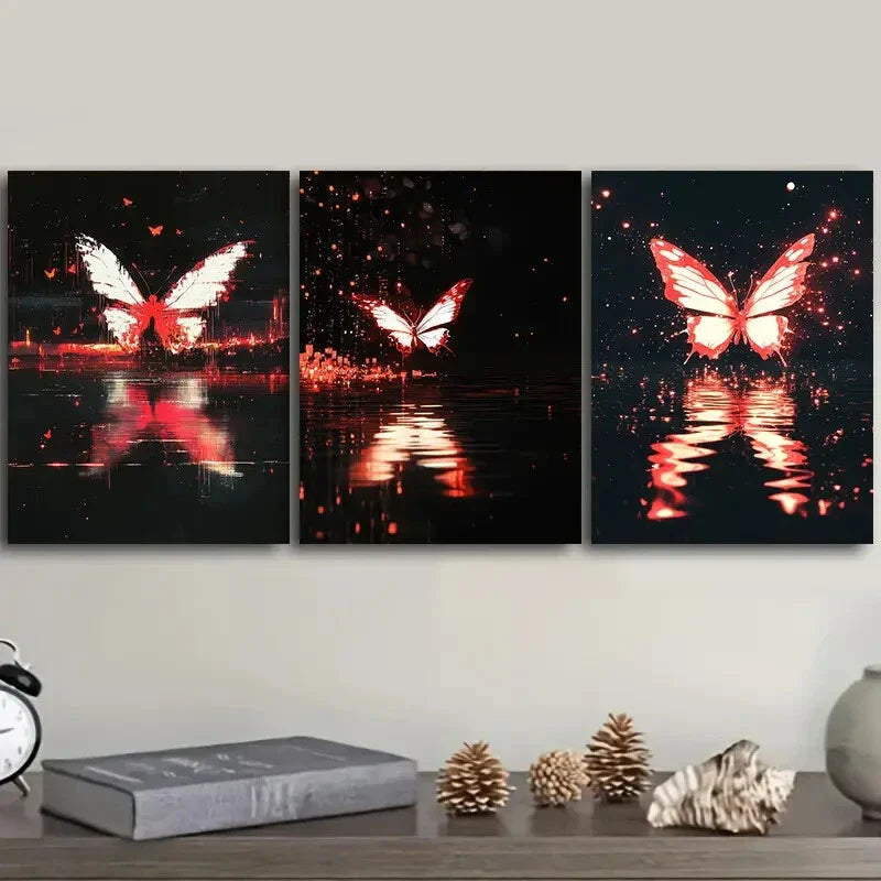3pcs Butterfly fault art (7) Wall Art Set Canvas Framed 40x60cm - High Quality Print 100% Australian Made Wall Canvas Ready to Hang