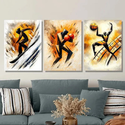 3pcs Extreme Skier, Boxing, Basketball Metal Print Ready to Hang Art