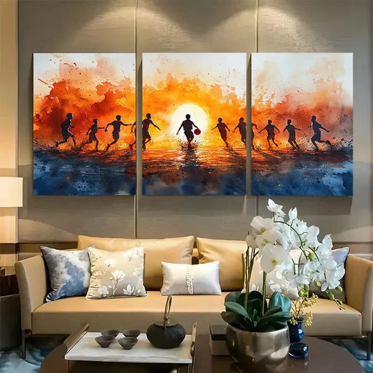 3pcs Basketball Sports Painting Design Metal Print Ready to Hang Art