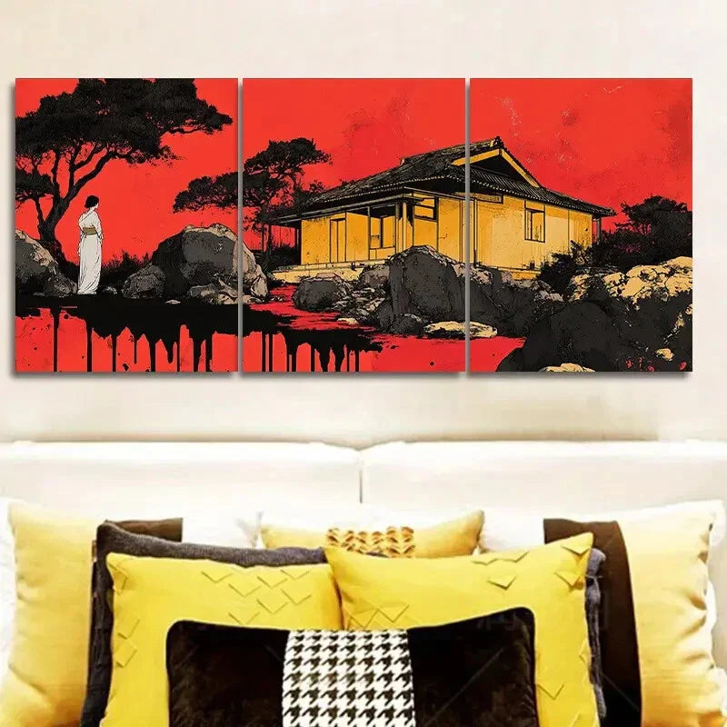 3pcs Ancient buildings Art Painting Metal Print Ready to Hang Art