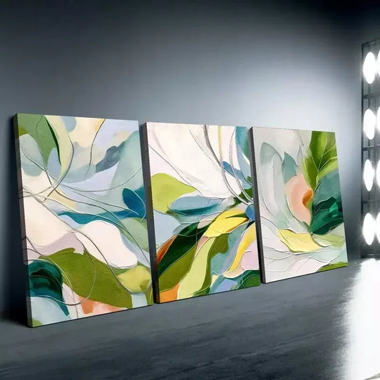 3pcs Minimalist Modern Green Plant Flower Canvas Framed 40x60cm - High Quality Print 100% Australian Made Wall Canvas Ready to Hang