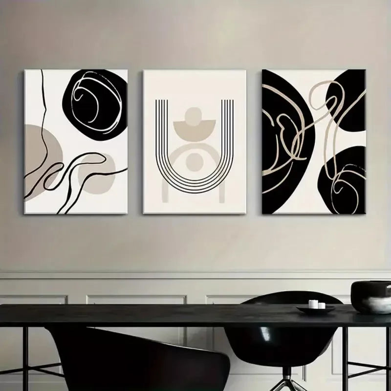 3pcs Abstract Mid Century Modern Boho Wall Art Canvas Framed 40x60cm - High Quality Print 100% Australian Made Wall Canvas Ready to Hang
