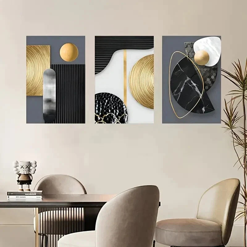 3pcs Modern Style Transverse Orientation Metal Print Ready to Hang Art