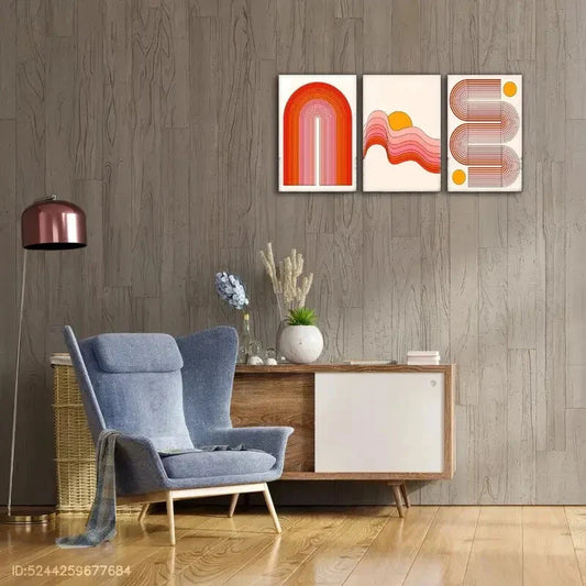 3pcs Line Gradient Colors Decorative Poster Metal Print Ready to Hang Art