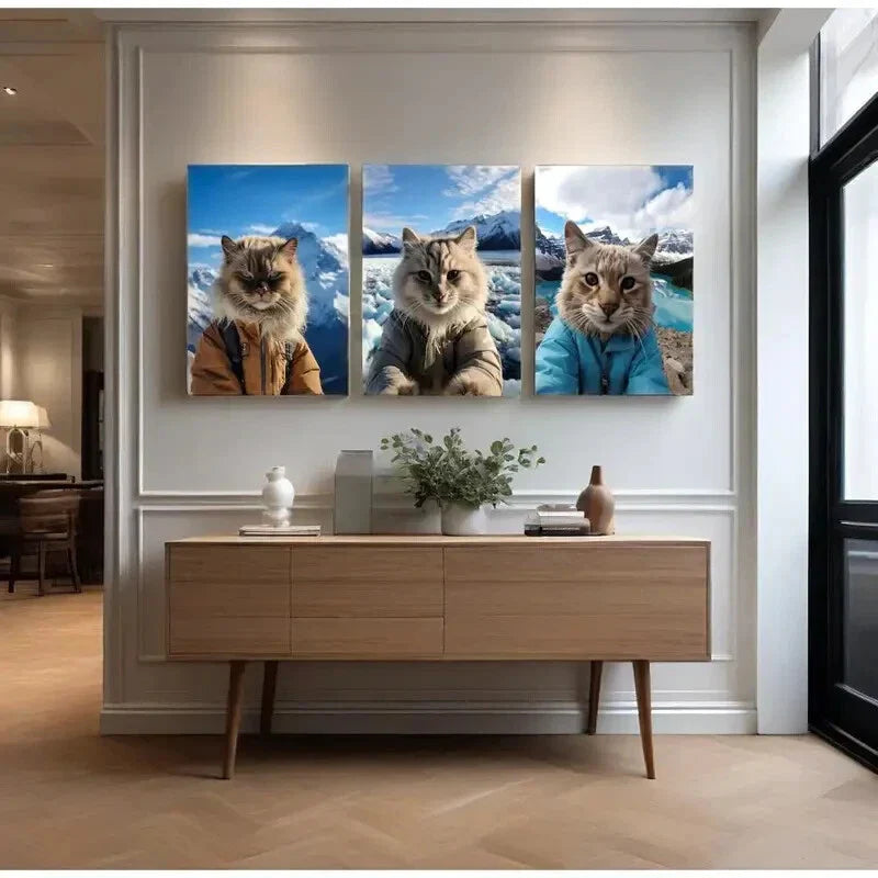 3pcs Funny Animals Art The Himalayas Metal Print Ready to Hang Art