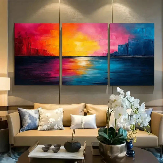 3pcs Modern Abstract Art Abstract Expressionist Metal Print Ready to Hang Art