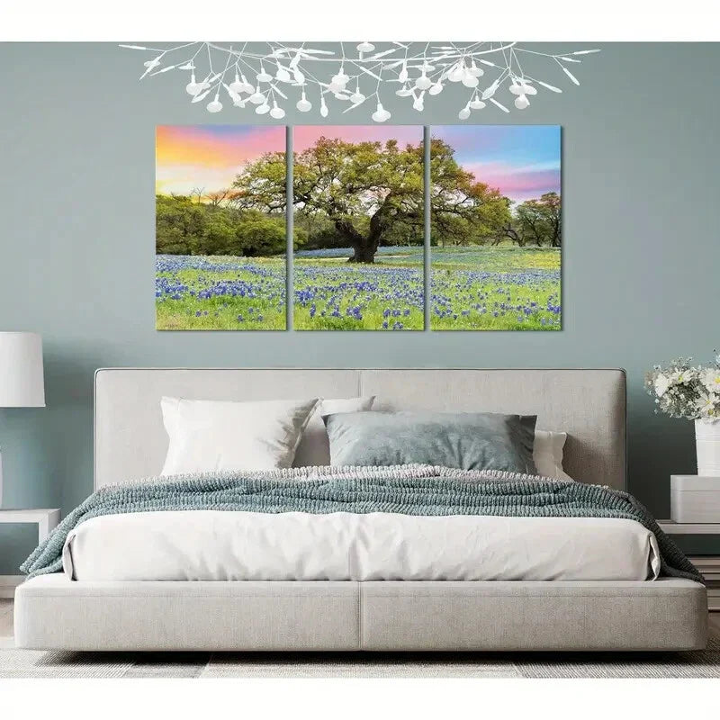 3pcs Large Tree Picture Nature Texas Metal Print Ready to Hang Art