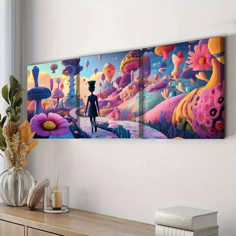 3pcs Strange place (6), Wall Art Set Canvas Framed 40x60cm - High Quality Print 100% Australian Made Wall Canvas Ready to Hang