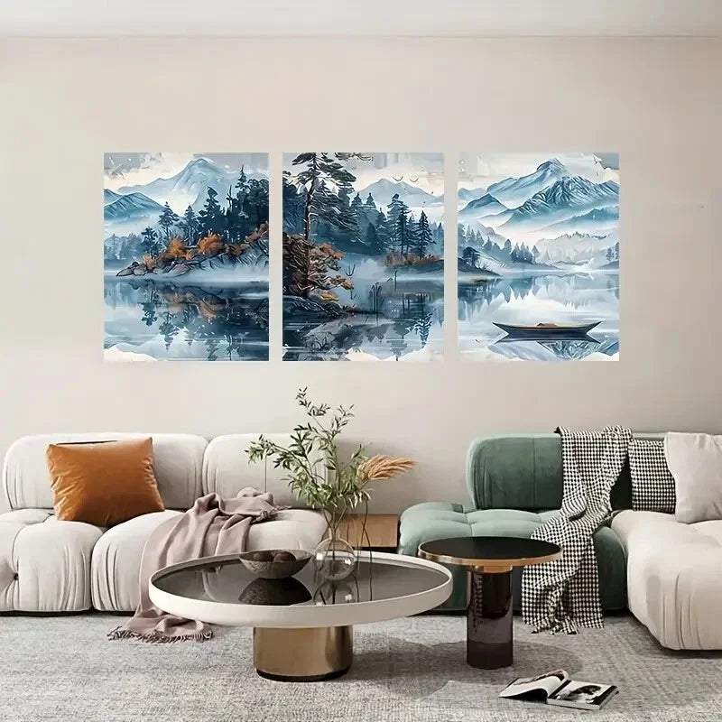 3pcs Geometric Vertical Stripe Metal Print Ready to Hang Art