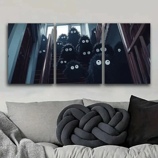 3pcs The black monster, Painting Metal Print Ready to Hang Art
