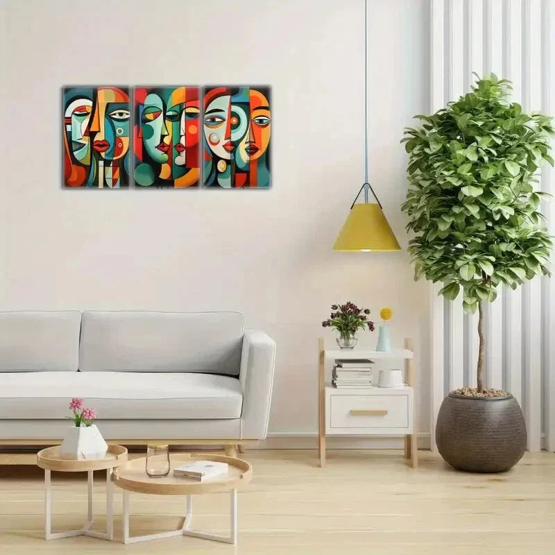 3pcs Female Portrait Art Poster Retro Style Poster Metal Print Ready to Hang Art