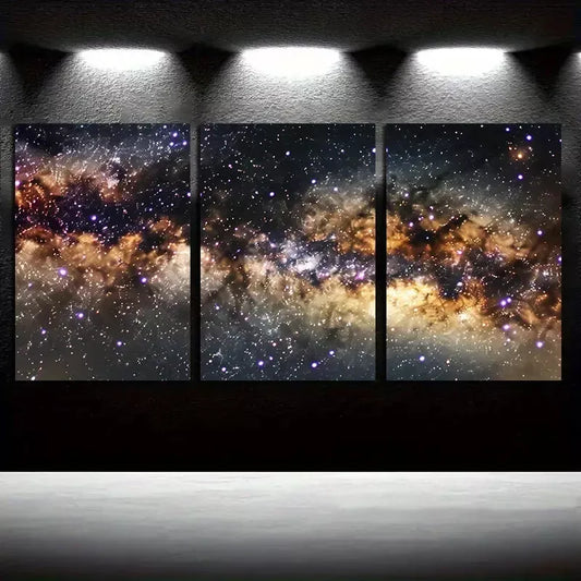 3pcs Panoramic View of The Milky Way Galaxy Canvas Framed 40x60cm - High Quality Print 100% Australian Made Wall Canvas Ready to Hang