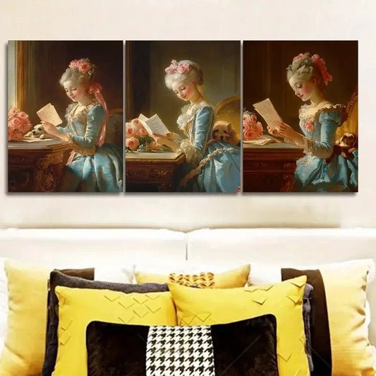 3pcs Afternoon time girl Wall Art Set Canvas Framed 40x60cm - High Quality Print 100% Australian Made Wall Canvas Ready to Hang