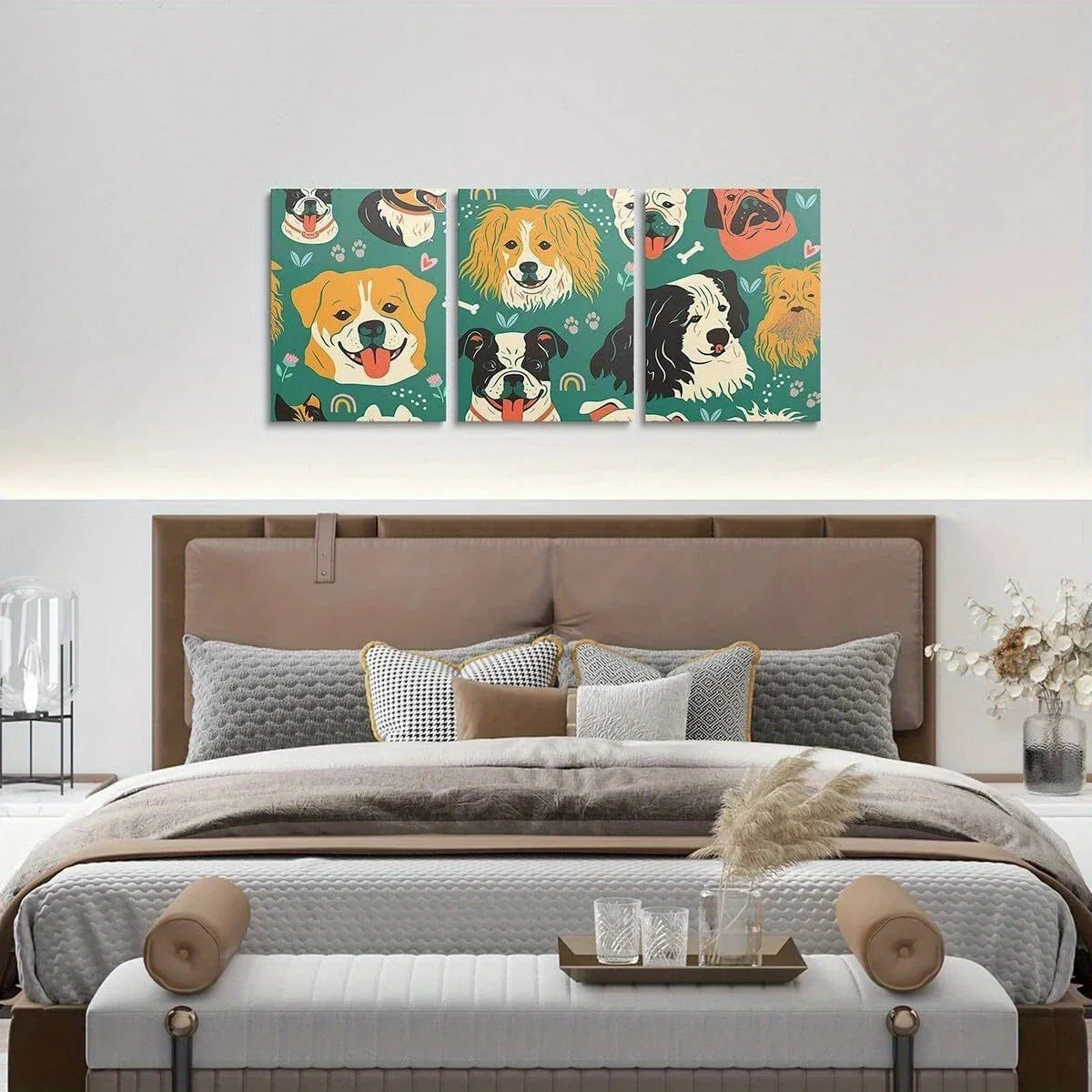 3pcs Cute Dog Puppy Animal Mural Metal Print Ready to Hang Art