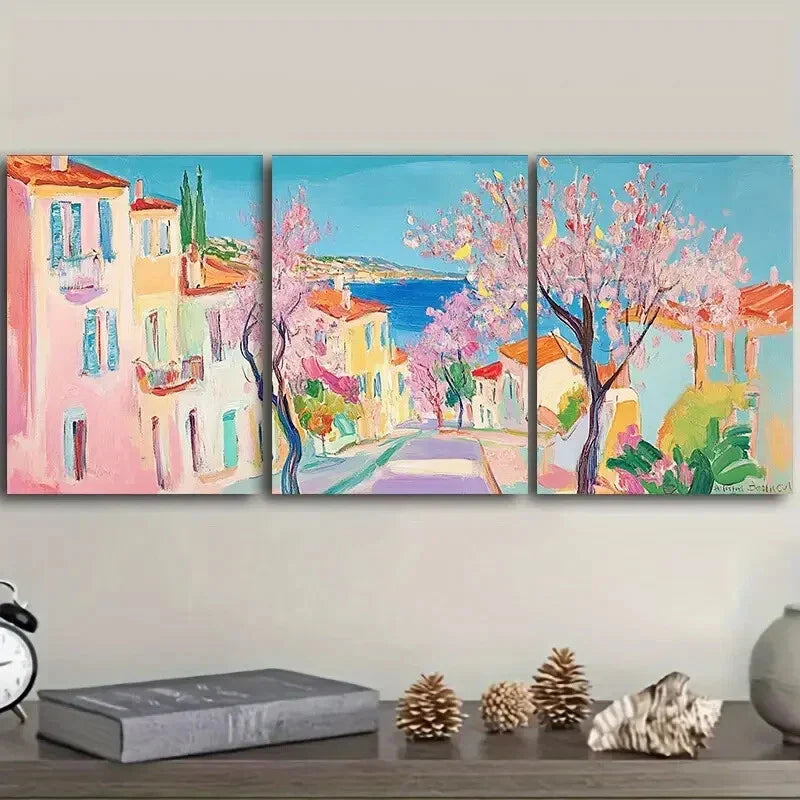 3pcsThe cherry blossoms open Wall Art Set Canvas Framed 40x60cm - High Quality Print 100% Australian Made Wall Canvas Ready to Hang