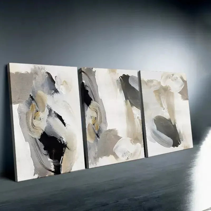 3pcs Nordic Modern Black and White Wall Art Abstract Canvas Framed 40x60cm - High Quality Print 100% Australian Made Wall Canvas Ready to Hang
