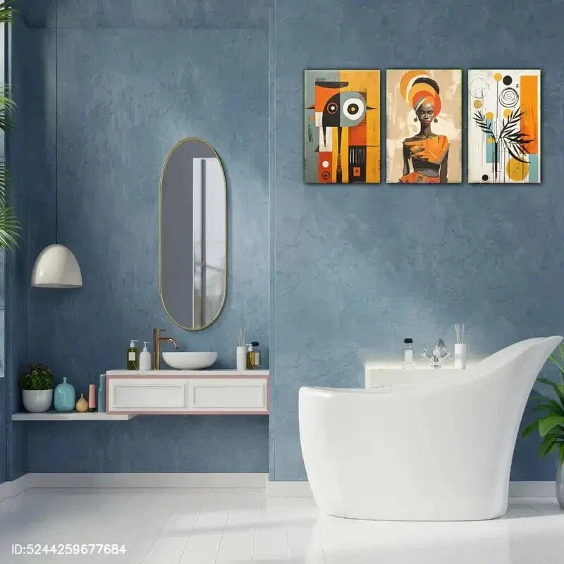 3pcs Modern African American Afro Bohemian Art Metal Print Ready to Hang Art