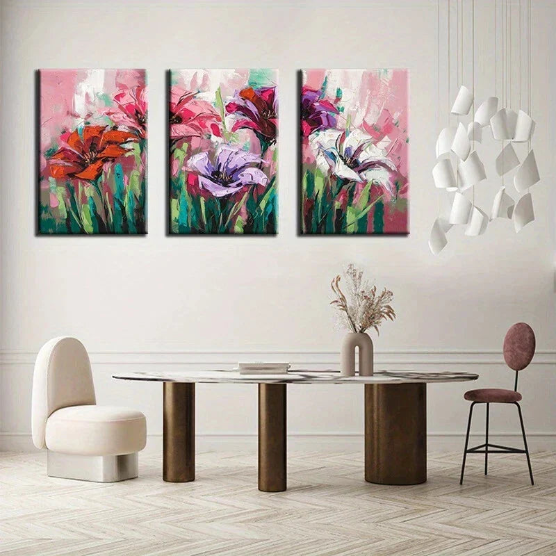 3pcs Flowers Space Theme Decoration Metal Print Ready to Hang Art