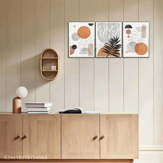 3pcs Geometric leaves Decoration Bauhaus Art Metal Print Ready to Hang Art