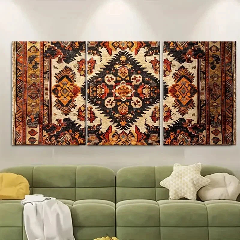 3pcs Kurdish Kilim Tapestry Kurdistan Motif Metal Print Ready to Hang Art