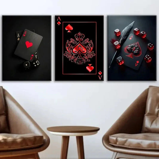3pcs dice poker art wall painting, Metal Print Ready to Hang Art