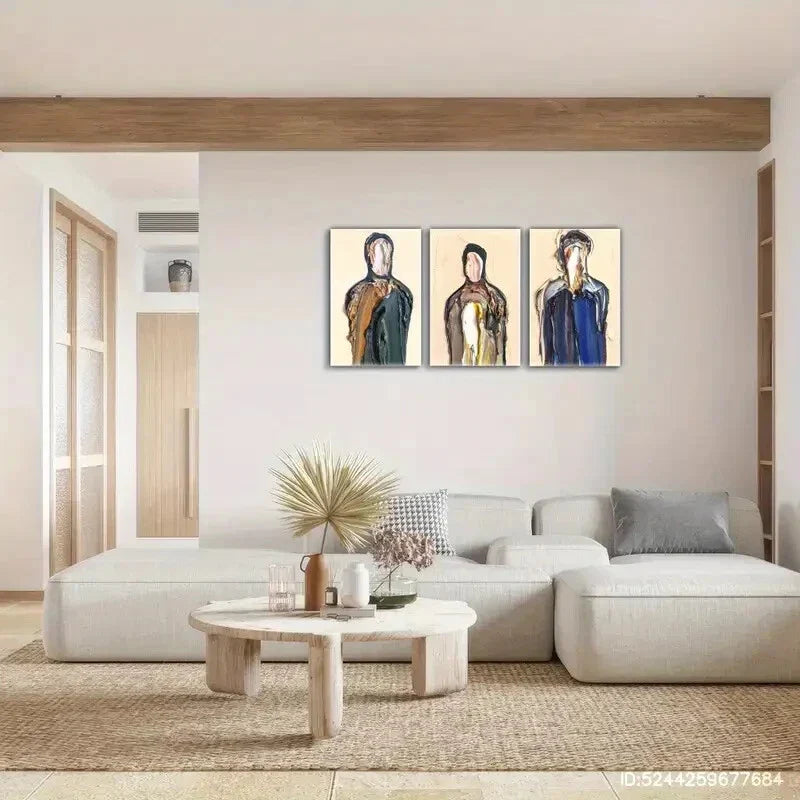 3pcs Surreal Male Portrait Art Modern Art Style Metal Print Ready to Hang Art