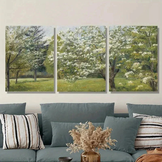 3pcs Spring Apple Blossom Painting,Metal Print Ready to Hang Art
