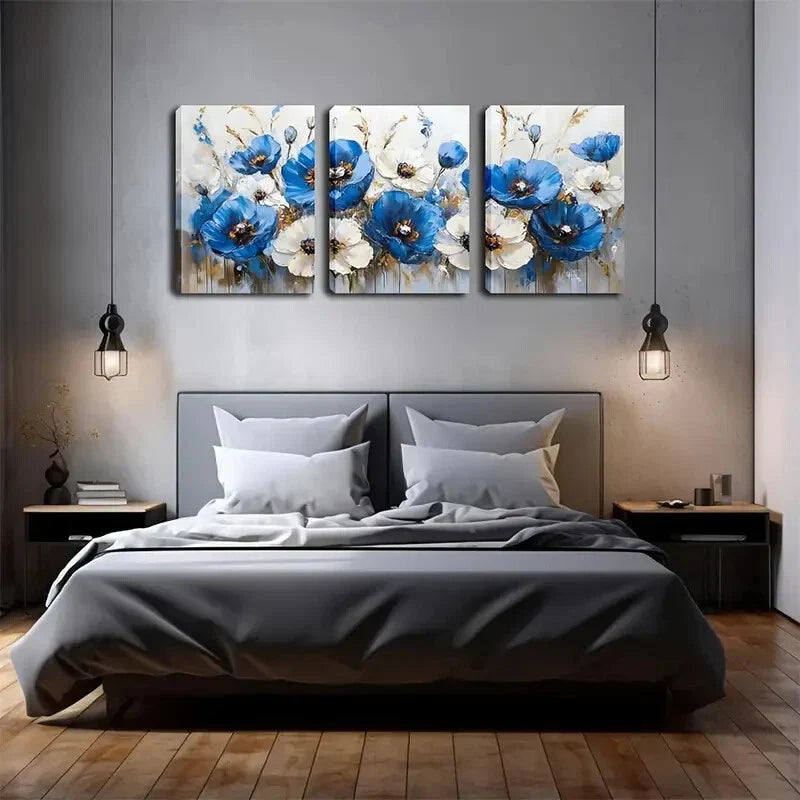 3pcs Abstract Floral Design Metal Print Ready to Hang Art