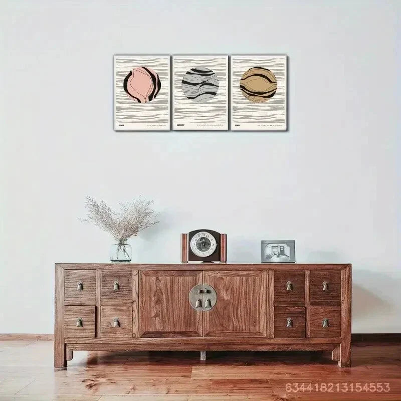 3pcs Highlight Black Line Decorative Poster Metal Print Ready to Hang Art