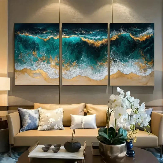 3pcs Emerald Green Ocean Metal Print Ready to Hang Art