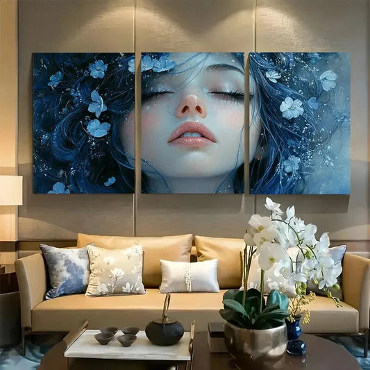 3pcs Celestial Goddess of the Moon Metal Print Ready to Hang Art